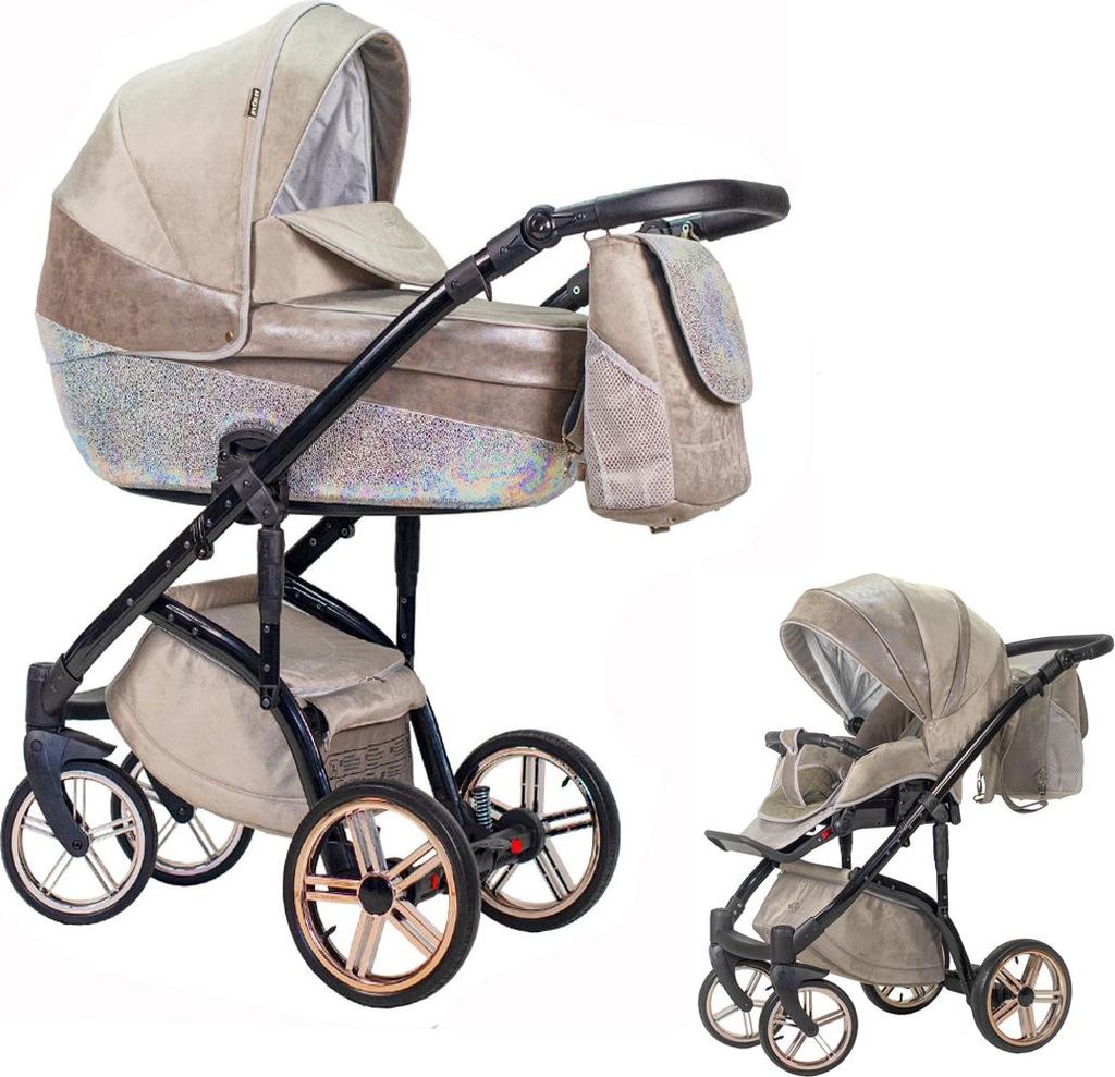 Kinderwagen-Set Vip Lux 2 in 1 inkl. Sportsitz und umfangreichem Zubehör in Farbe Mornig Shine - in 21 Farben erhältlich