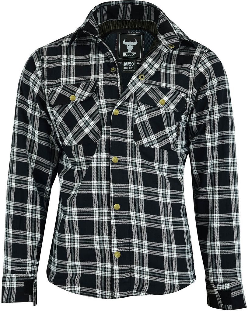 Herren Motorradhemd Lumberjack Holzfäller Hemd motorradjacke mit Protektoren, Größe:50/M, Farbe:Schwarz