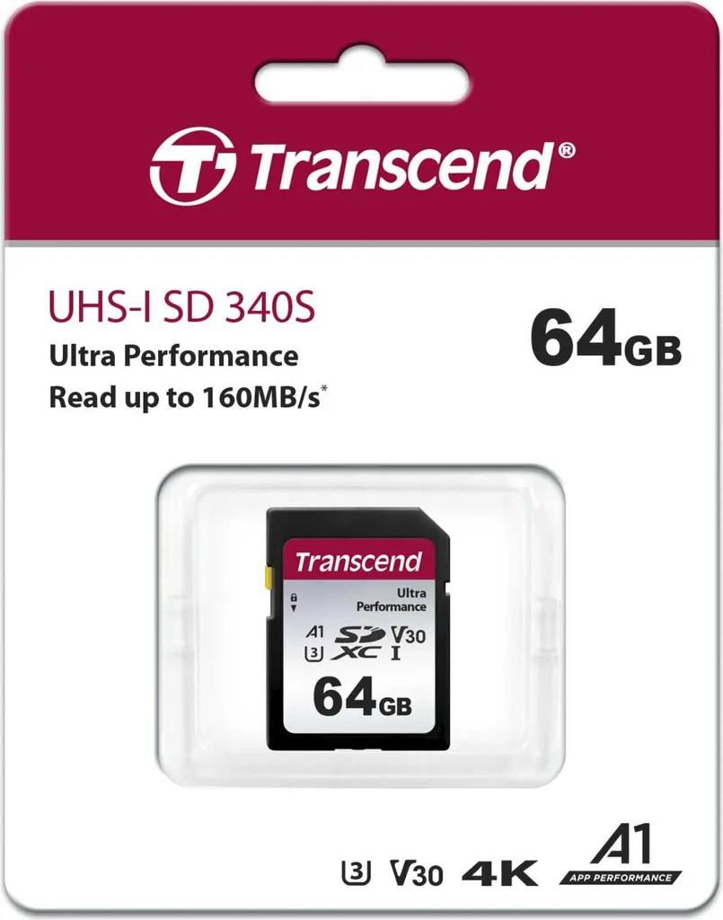 Carte SDXC V30 Transcend 340S 64 Go avec performance applicative A2