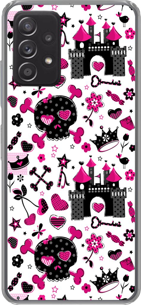 MuchoWow Handyhülle Schutzhülle Hülle für Telefoonhoesje Samsung Galaxy A33 5G Mädchen - Krone - Herz - Muster - Mädchen - Kind - Kinder Si...