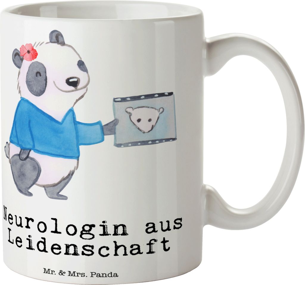 Mr. & Mrs. Panda Teetasse Neurologin Leidenschaft - Weiß - Geschenk, haferl, Witzig, Medizinstudium, Beruf, Spruch, Kaffeetasse, Kaffeebecher, Med...