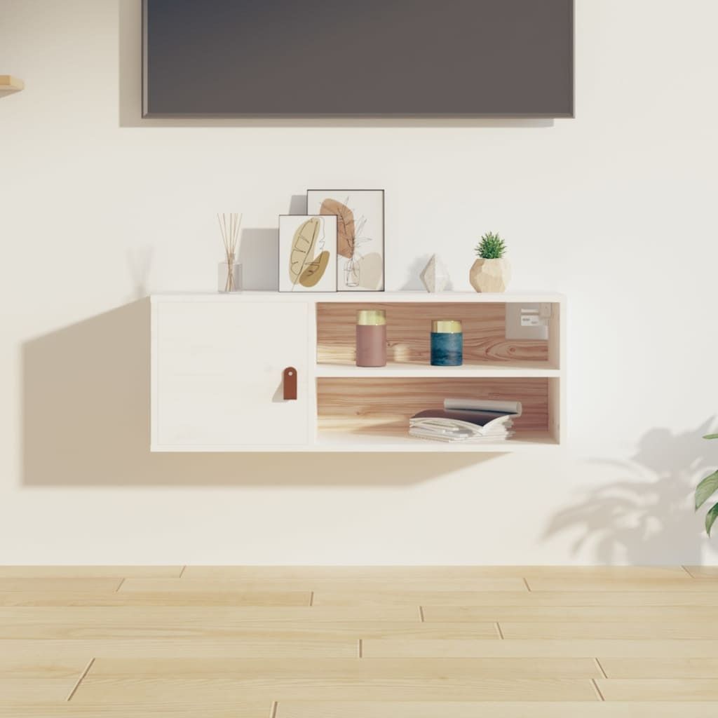 "2026 MODERNE"Wandschrank Weiß 80x30x30cm Massivholz Kiefer DE169495 - Wandregale