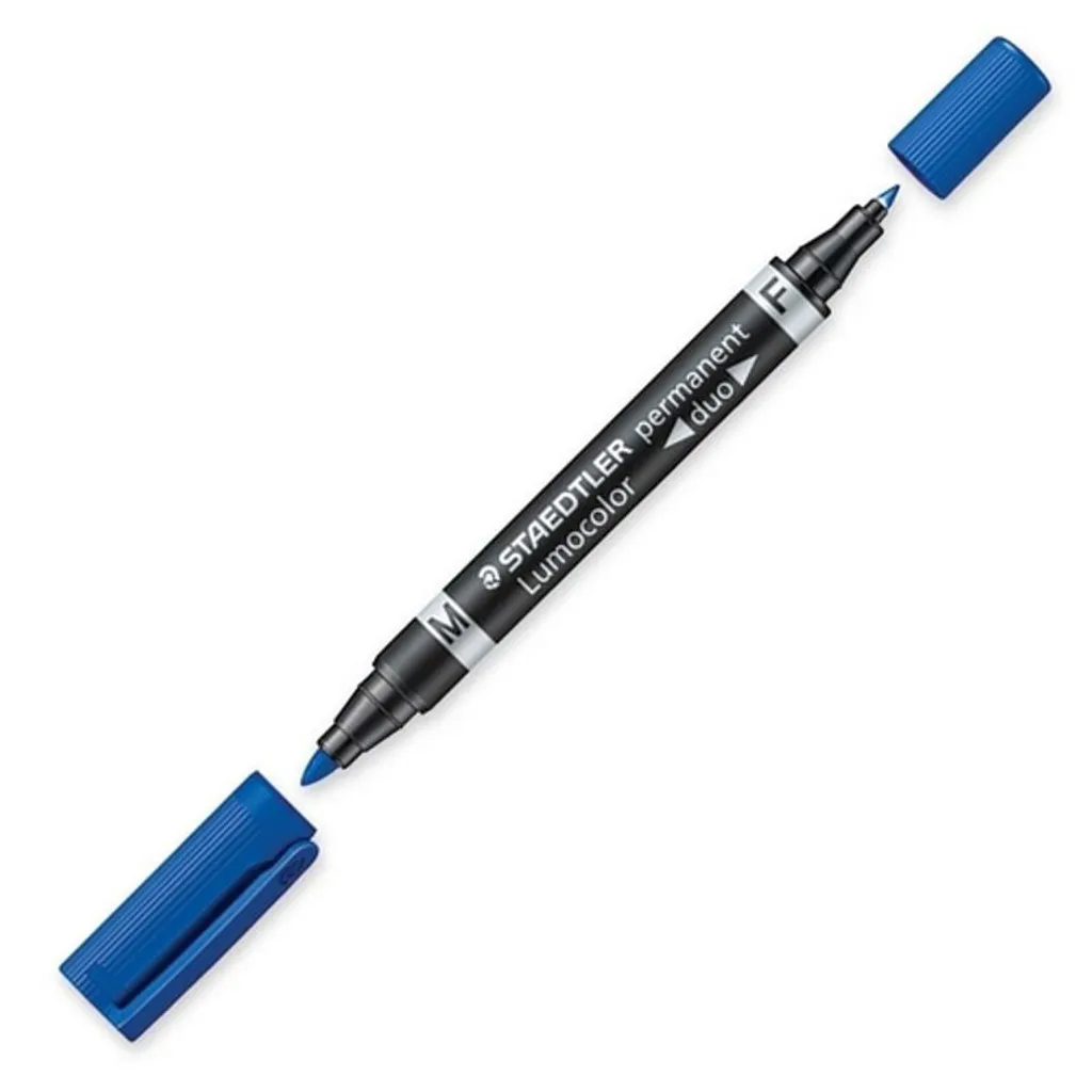 Marqueur permanent bleu anti bavure STAEDTLER Lumocolor pointe double