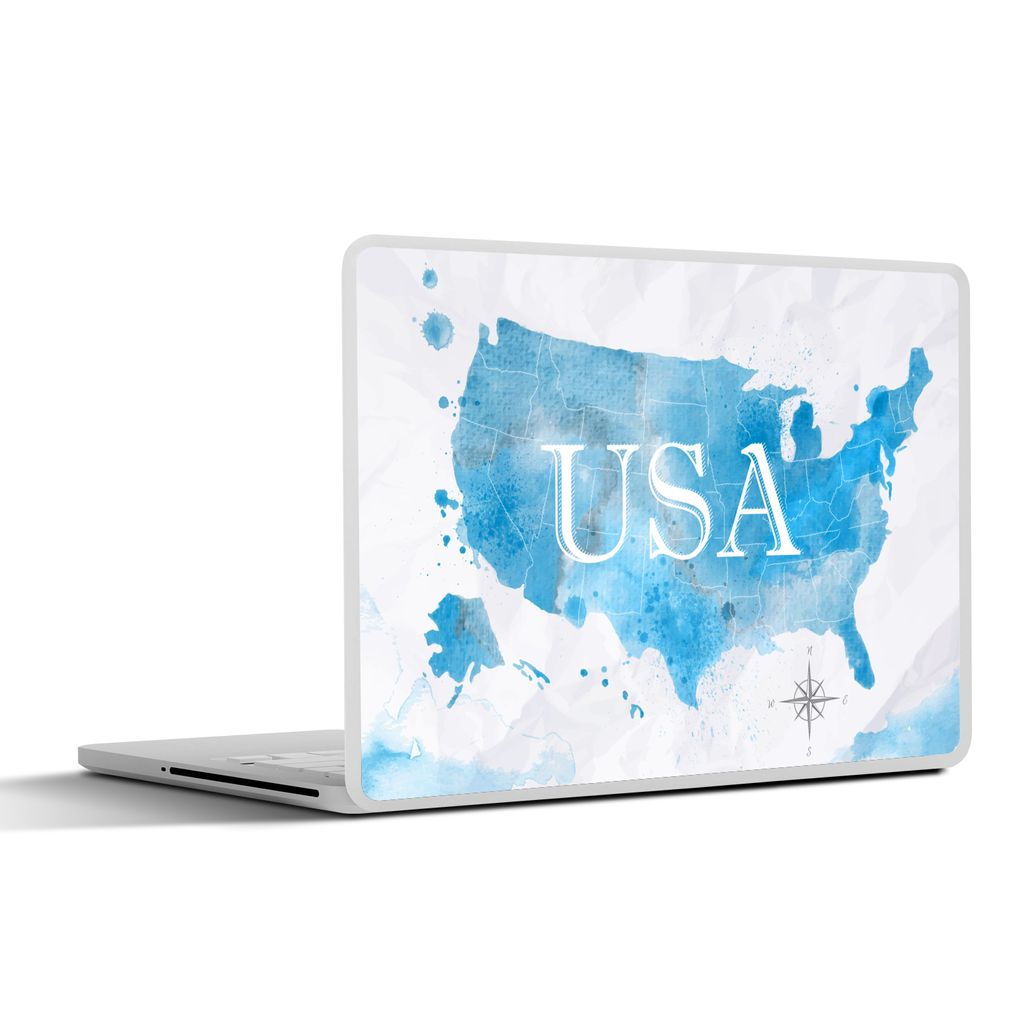 MuchoWow Laptop Aufkleber Sticker Cover Vereinigte Staaten - Weltkarte - Aquarell 36.5x27.5 cm - Laptop-Sticker