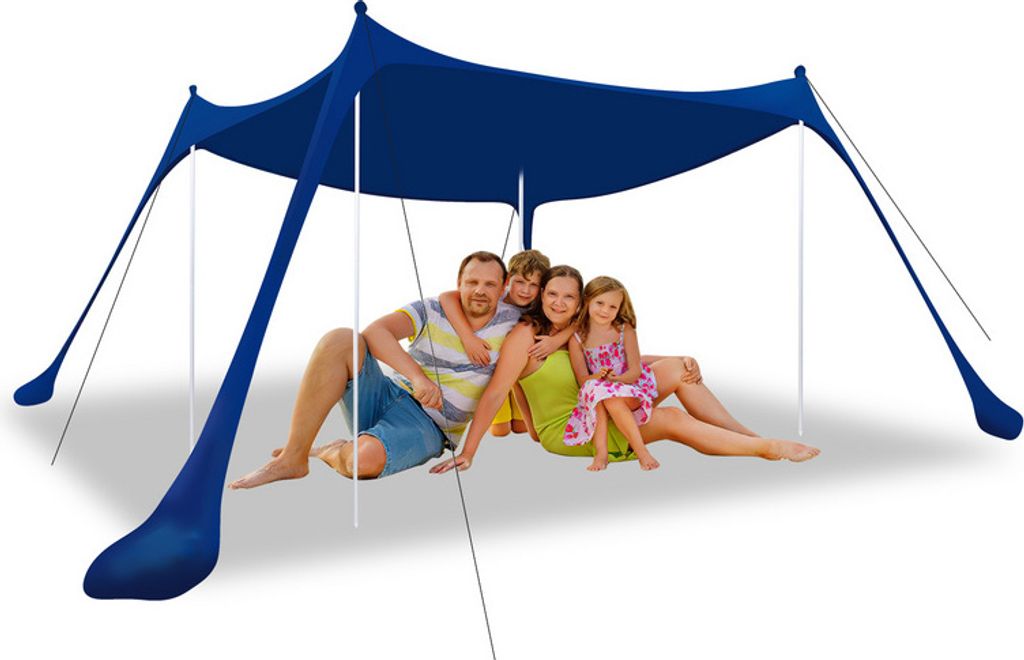 Jopassy Strandmuschel UV Schutz 50+ Elasthan Sonnendach Sonnenschutz Sonnenzelt Sonnensegel Sandsaecken Tragbar Wasserfest mit Tragetasche Strandmu...