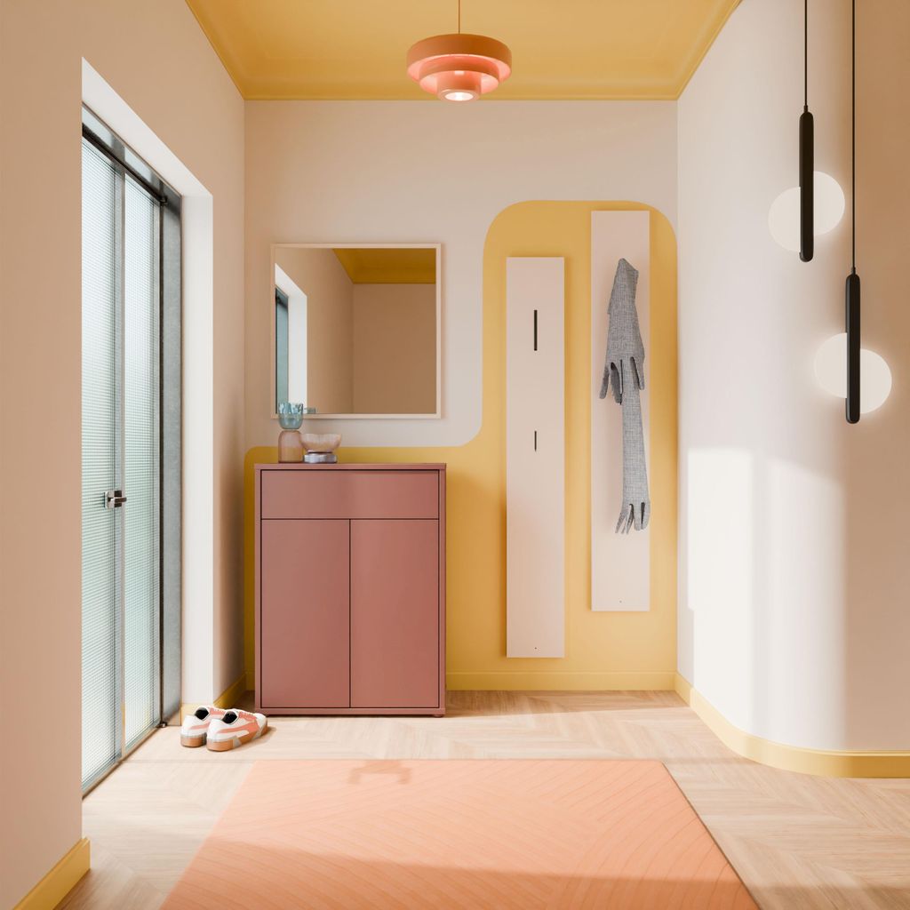 Forte ALICE SPRINGS Schuhschrank 70 80, modern-minimalistisch, 2-türig, 1 Schublade, Holzwerkstoff, Terrakotta, 74,5 cm breit x 99,1 cm hoch x 34,...