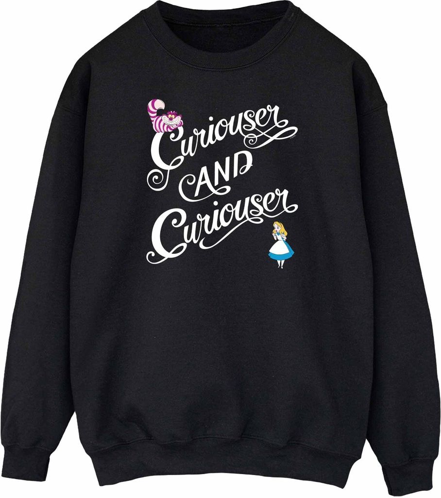 Alice In Wonderland - "Curiouser" Sweatshirt für Damen BI1725 (XXL) (Schwarz)