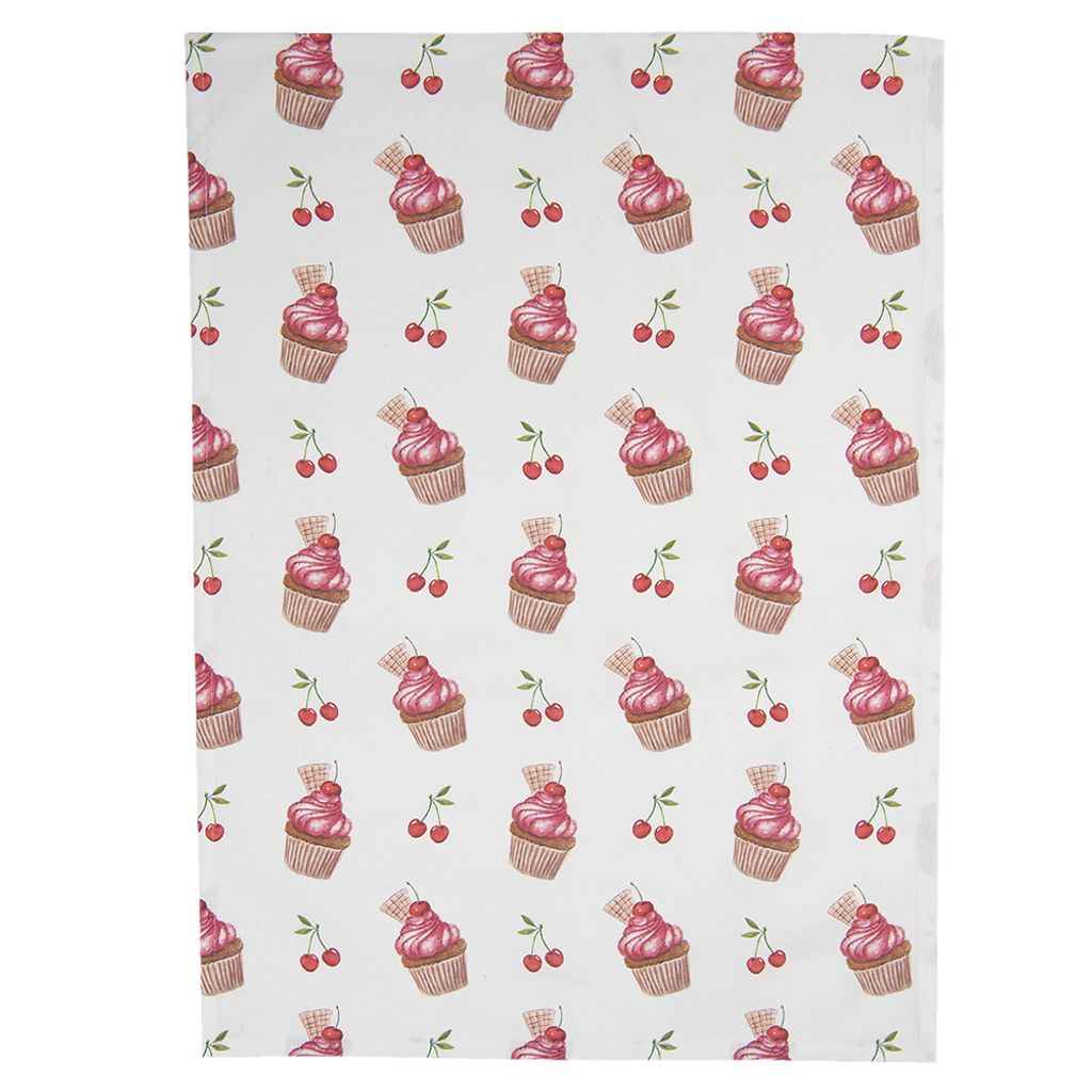 Clayre & Eef Geschirrtuch 50x70 cm Rot Weiß Baumwolle Produktbild 