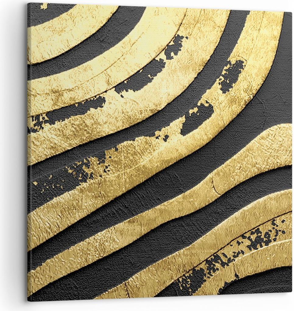 Bild auf Leinwand - Leinwandbild - Einteilig - Abstraktion dreidimensional Gold - 50x50cm - Wand Bild - Wanddeko - Wandbilder - Leinwanddruck - Bil...