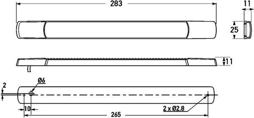 Zusatzbremsleuchte hinten 12 V 3 W LED transparent HELLA universell einsetzbar