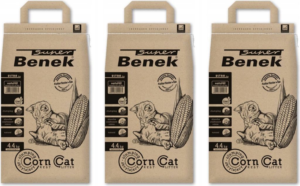 Super Benek Corn Cat Ultra Natural - klumpendes Maisstreu für Katzen mit natürlichem Geruch 7L (3-er pack)