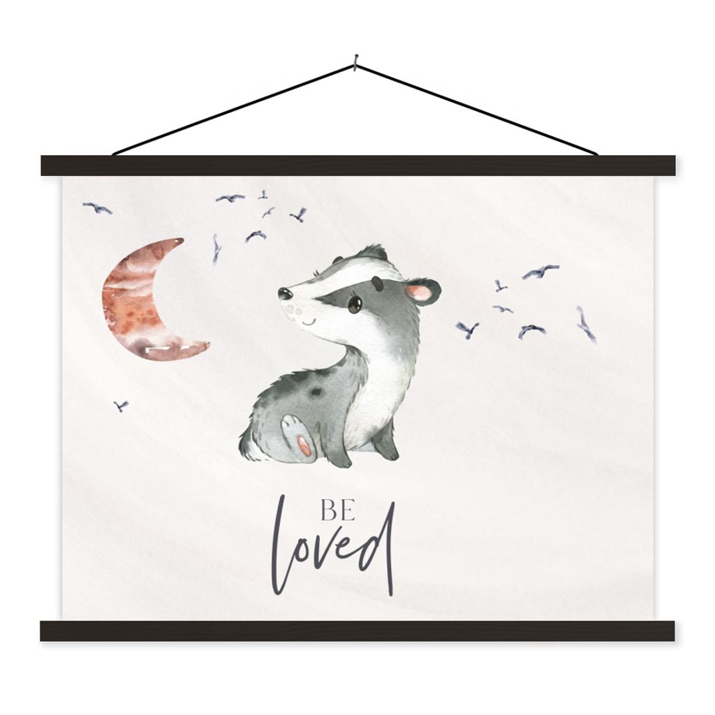 MuchoWow Textilposter Zitate - Geliebt werden - Sprichwörter - Kind - Jungen - Mädchen - Aquarell 40x30 cm mit schwarzem Rahmen - Dekorationen
