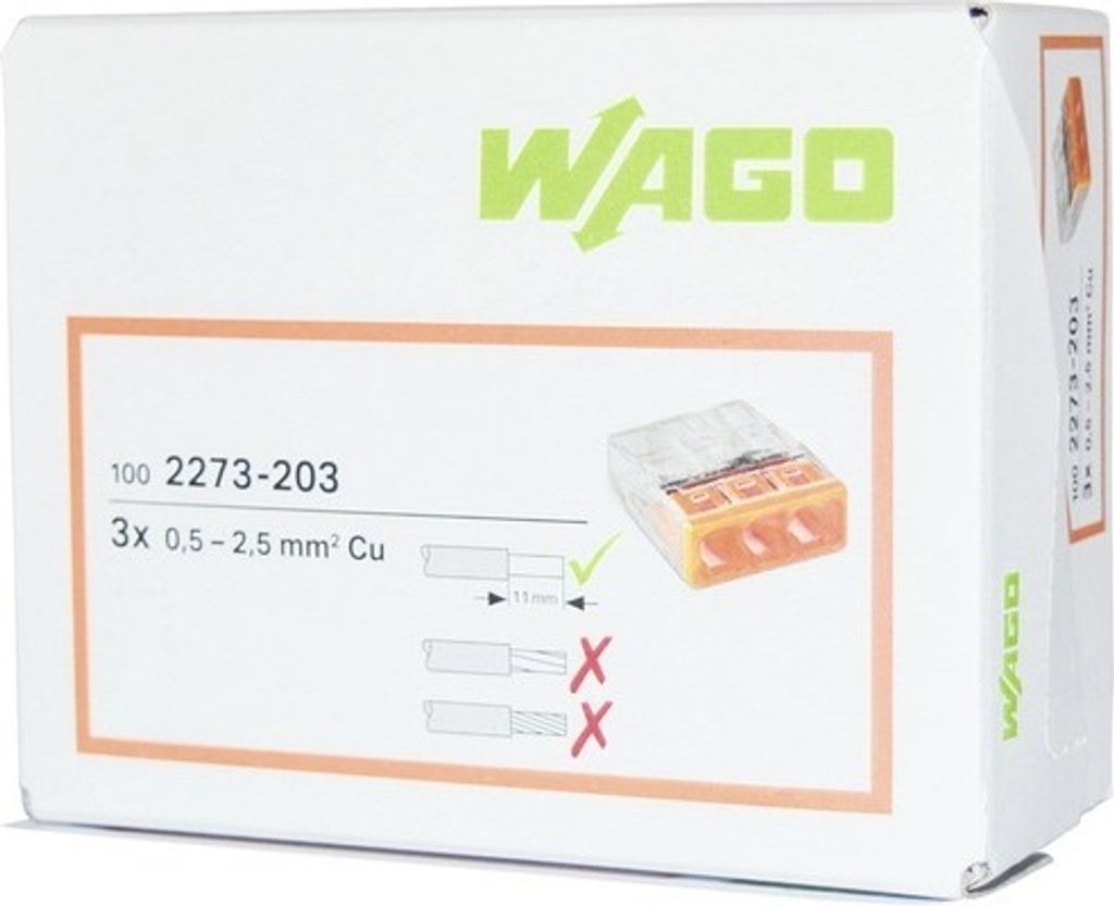 Złączka Instalacyjna Szybkozłączka WAGO 2273-203 na DRUT Zdjęcie produktu 9