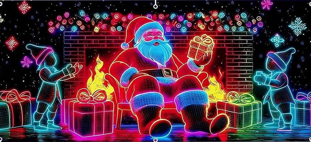 UV-aktivierte, fluoreszierende 2D-Weihnachtstür-Abdeckung mit Cartoon-Motiv für die Weihnachtsdekoration im Innen- und Außenbereich