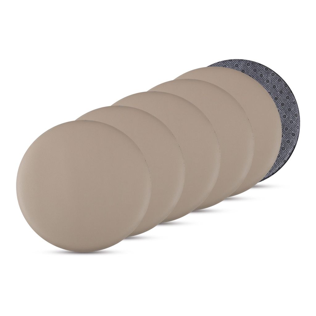 Bestlivings 6er Pack Stuhlkissen beige 38 cm Kunstleder mit Anti-Rutsch, Sitzauflage für Zuhause, Büro und Garten, ideal für Komfort und Stil