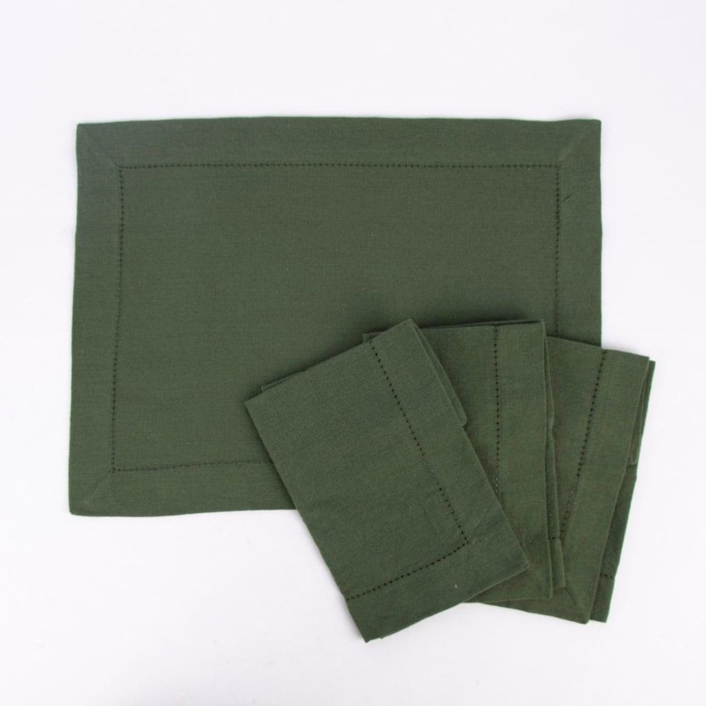 Linen & More Platzset 4er Set Indi einfarbig army grün Produktbild 
