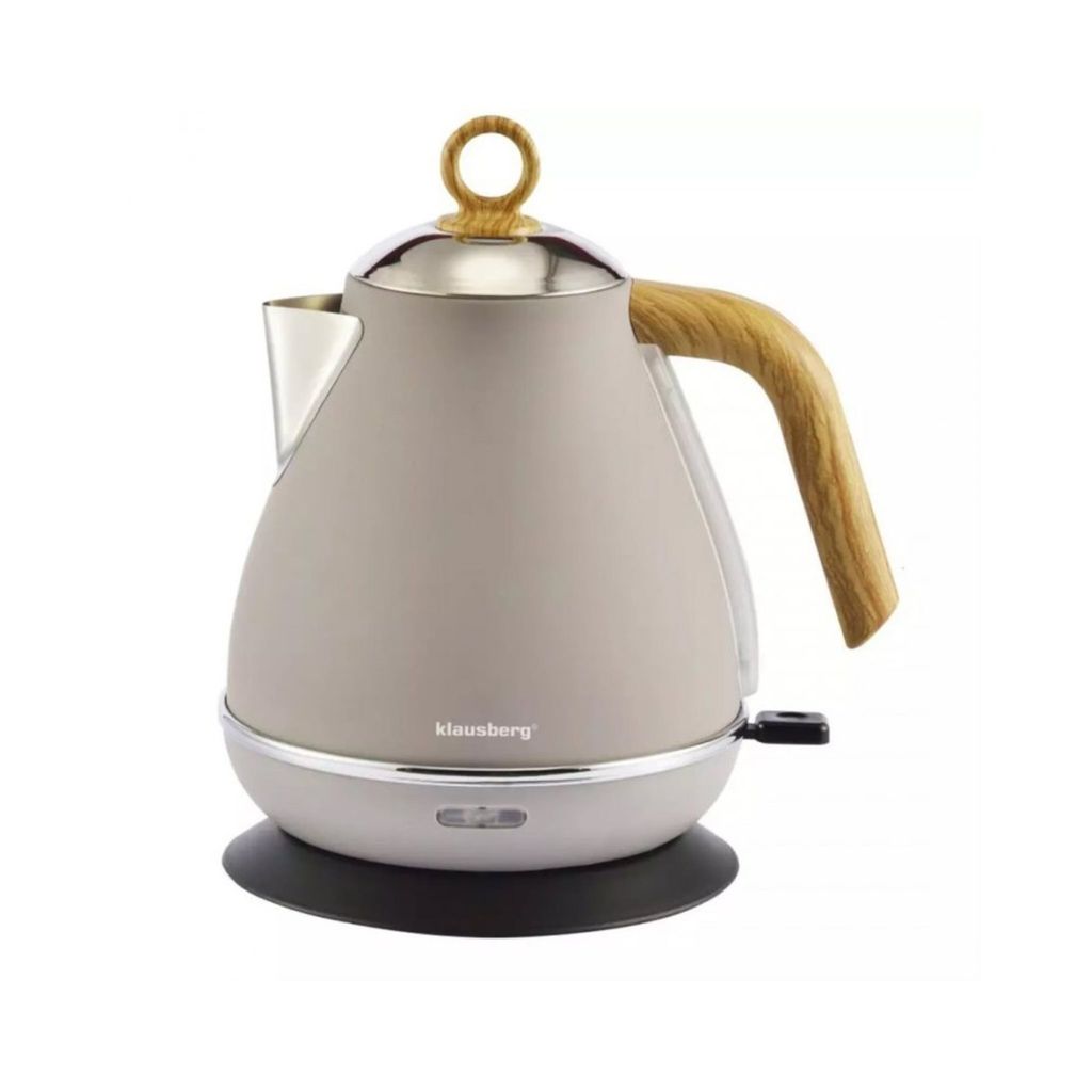 Klausberg Wasserkocher KB-7707 1,7L Beige elektrisch Edelstahl 2200W 360-Grad Basis