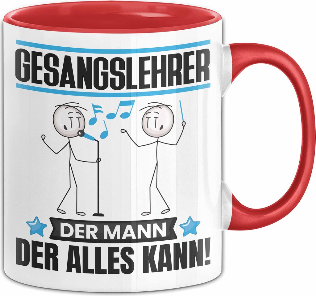 Gesangslehrer Tasse Geschenk für Gesangslehrer Der Mann Der Alles Kann Geschenkidee zum Geburtstag (Rot)