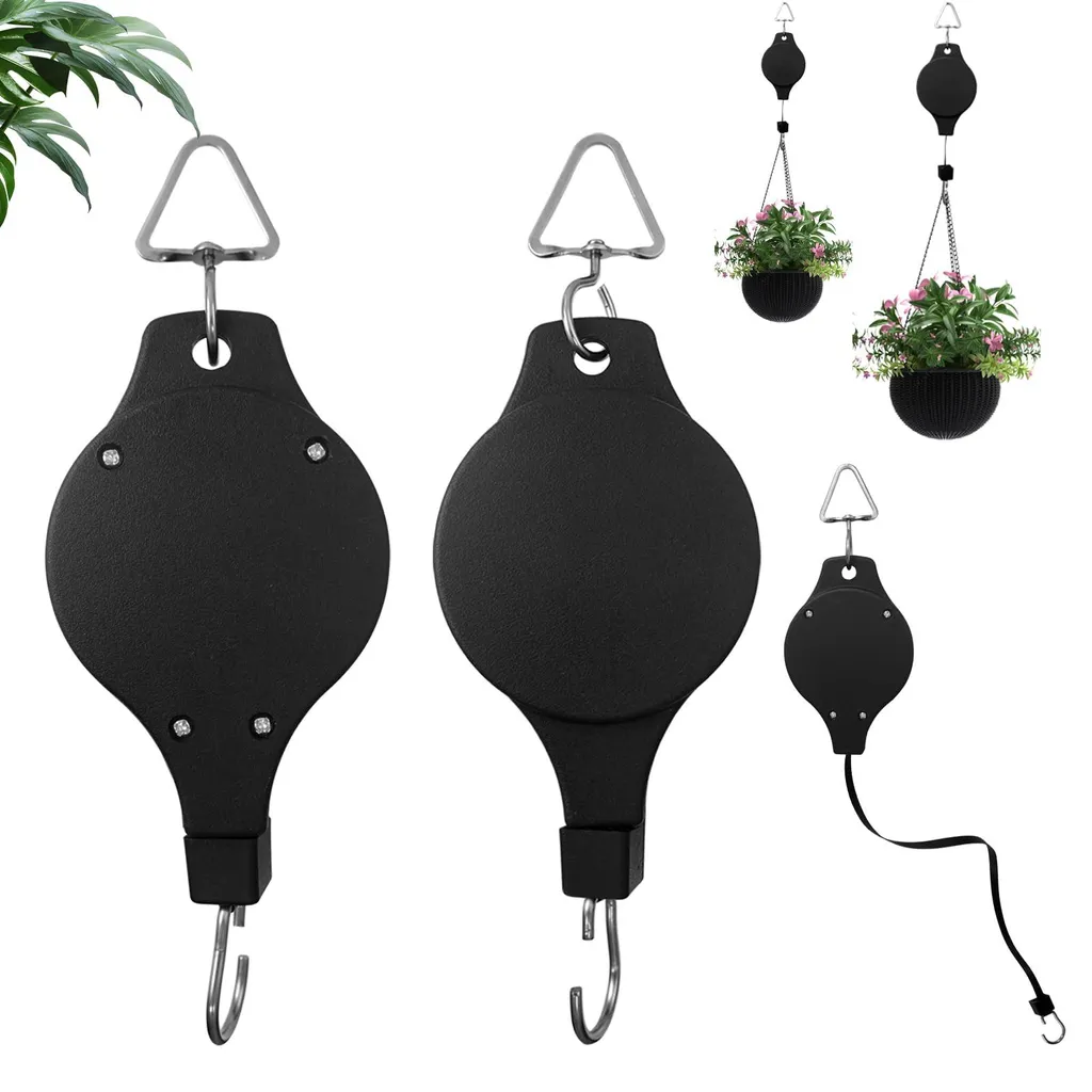 Crochet télescopique pour suspensions florales et paniers de jardin noir