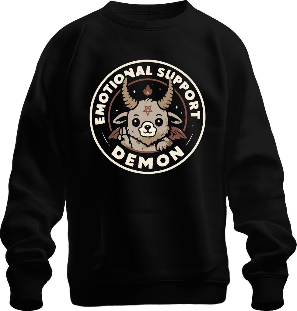 Emotionaler Support Dämon Süß Niedlich Kawaii Pentagramm Gothic Uni Sweatshirt Pullover, Schwarz, XL