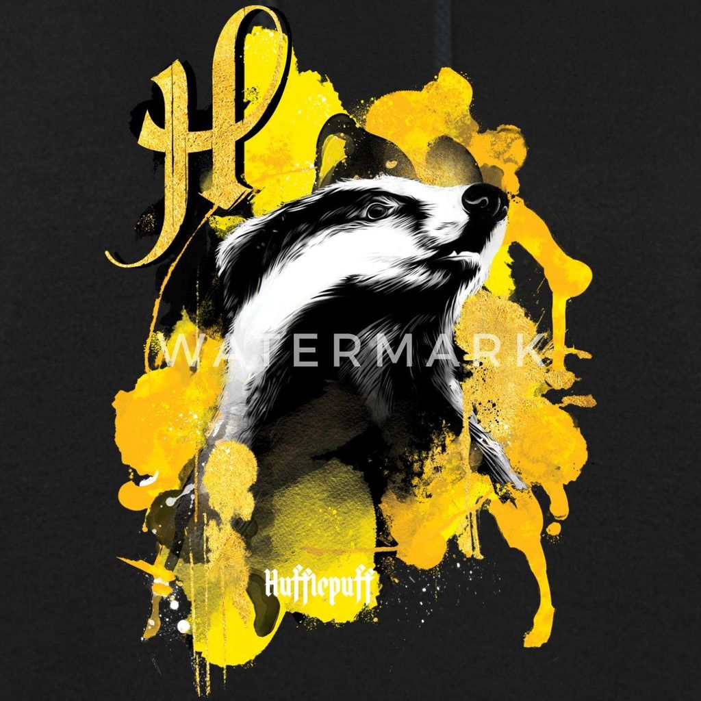 Spreadshirt Harry Potter Haus Hufflepuff Dachs Damen Hoodie, XXL, Schwarz