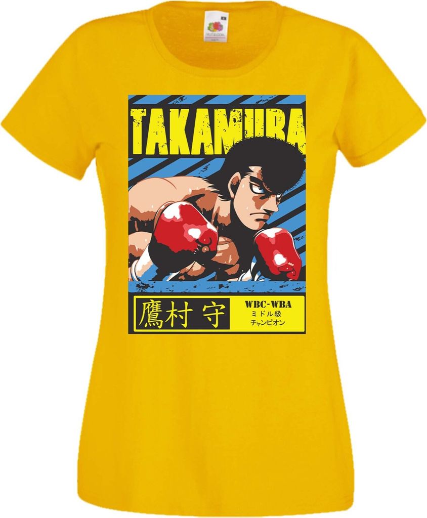 Damen T-Shirt Manga Anime Hajime No Ippo Mamoru Takamura Mamoru Takamura, Lady 2XL / Gelb