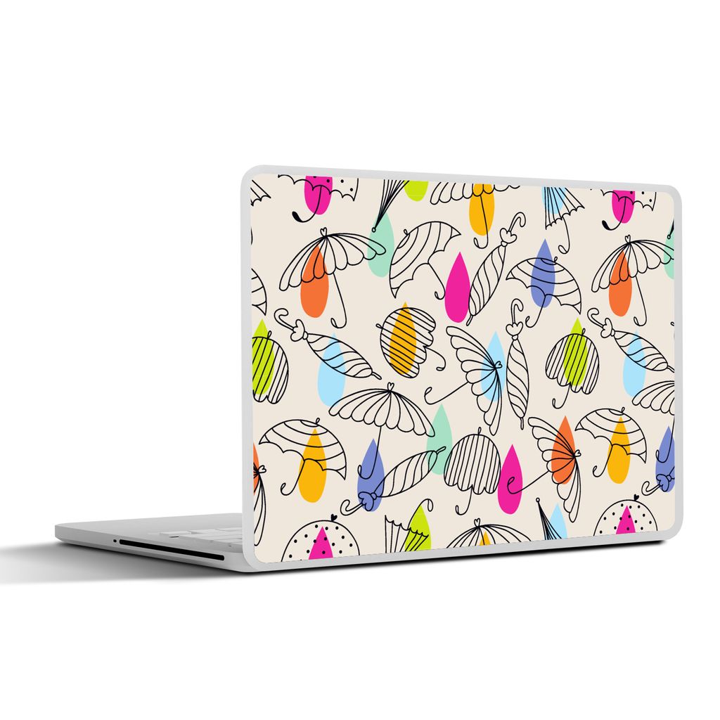 MuchoWow Laptop Aufkleber Sticker Cover Pastell - Regenschirm - Muster 32.5x23.5 cm - Sticker für Laptop - Selbstklebend