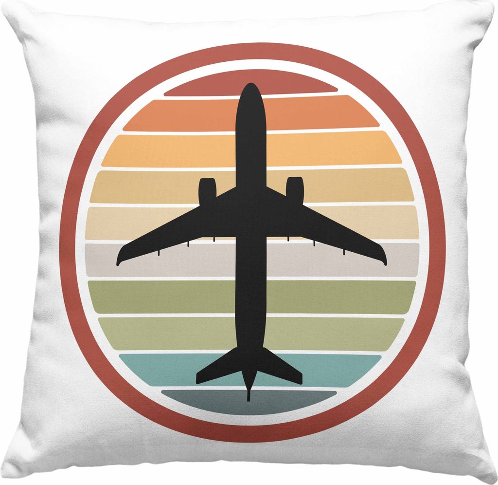 Trendation - Pilot Geschenk Deko-Kissen mit Füllung 40x40 Flugzeug Fliegen Geschenkidee Piloten Deko-Kissen mit Füllung 40x40 Flugzeug Grafik (Blau)