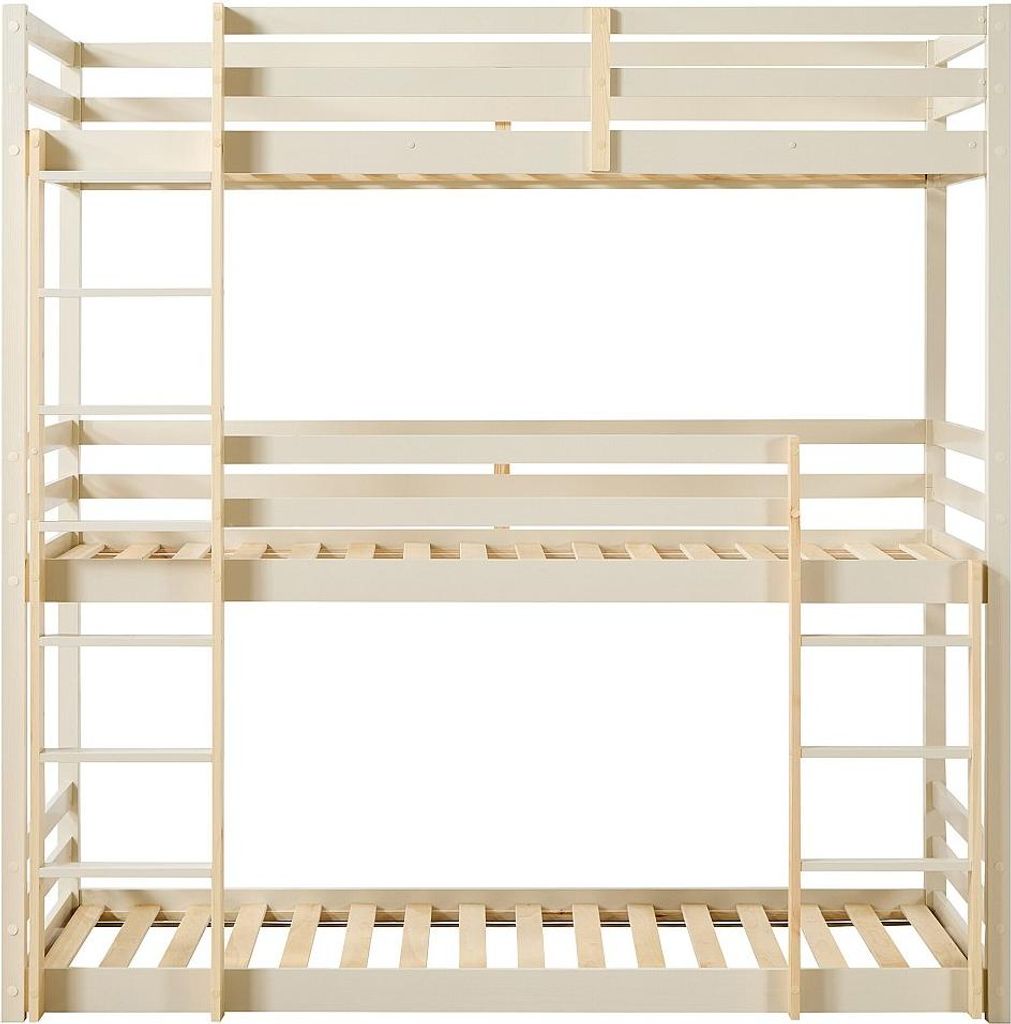 Dreibett-Etagenbett – 3 x 90 x 200 cm – Kiefer – Beige und naturfarben – VAGAR