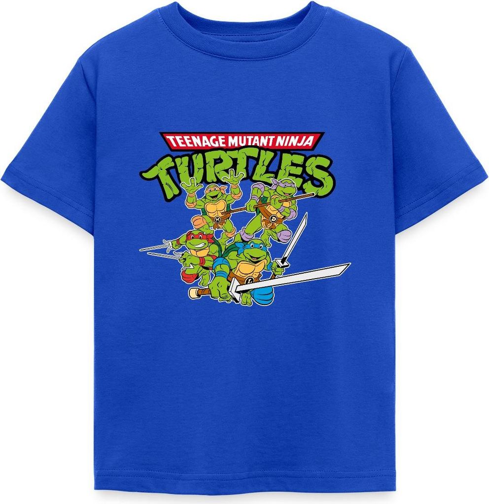 Spreadshirt Teenage Mutant Ninja Turtles Logo Kinder T-Shirt, 110/116 (5-6 Jahre), Royalblau