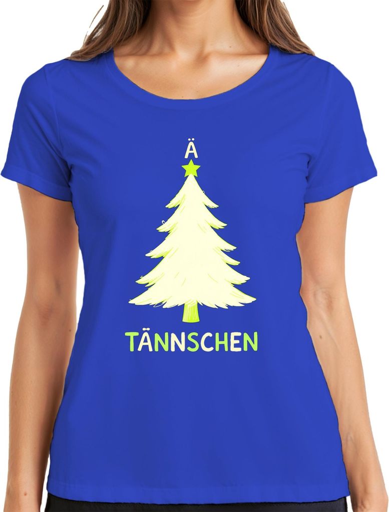 Ä TÄNNSCHEN Weihnachtsbaum Lustig Weihnachten Tannenbaum Kinder Damen T-Shirt, Blau, XL