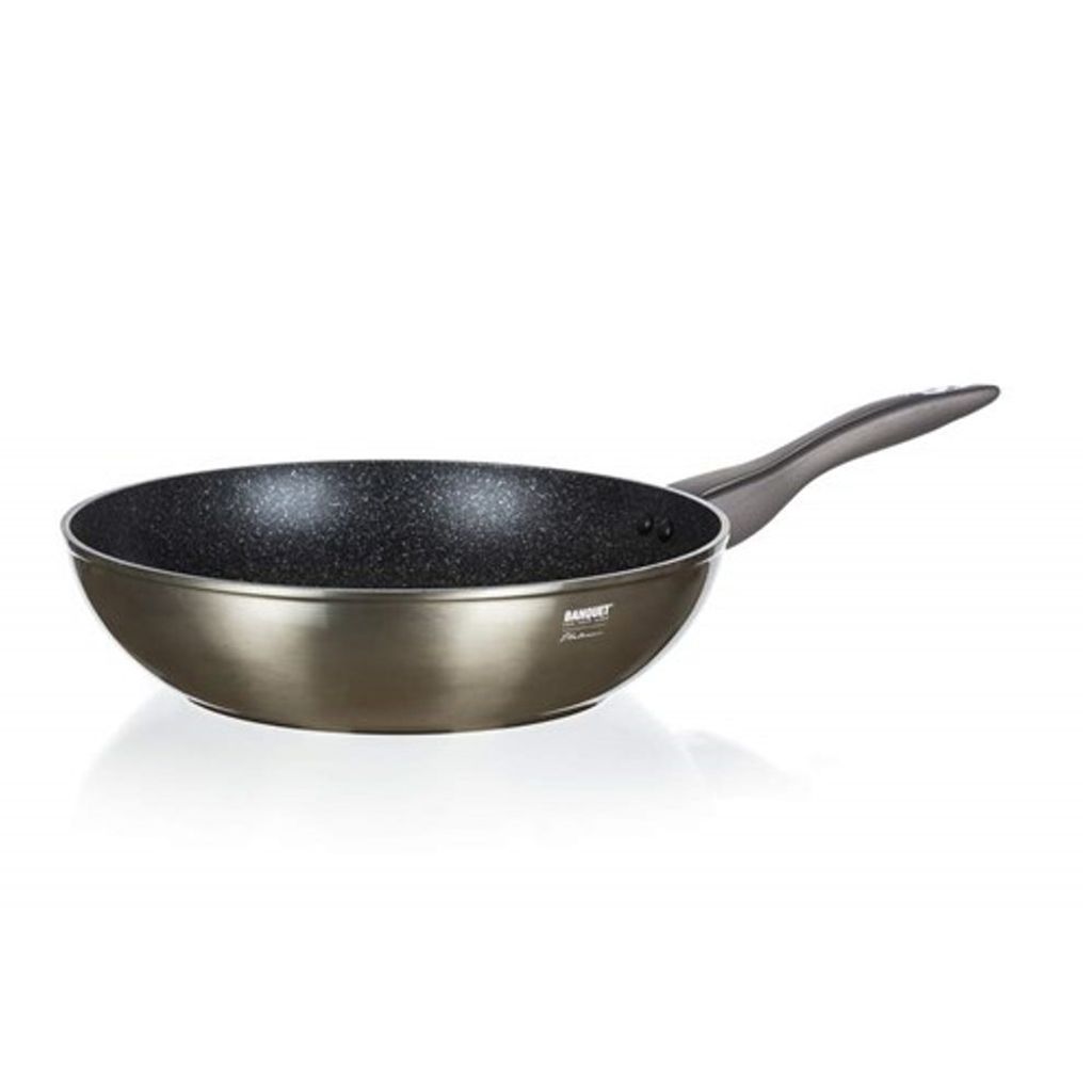 BANQUET WOK-Pfanne mit Antihaftbeschichtung METALLIC PLATINUM 28 x 7,8 cm