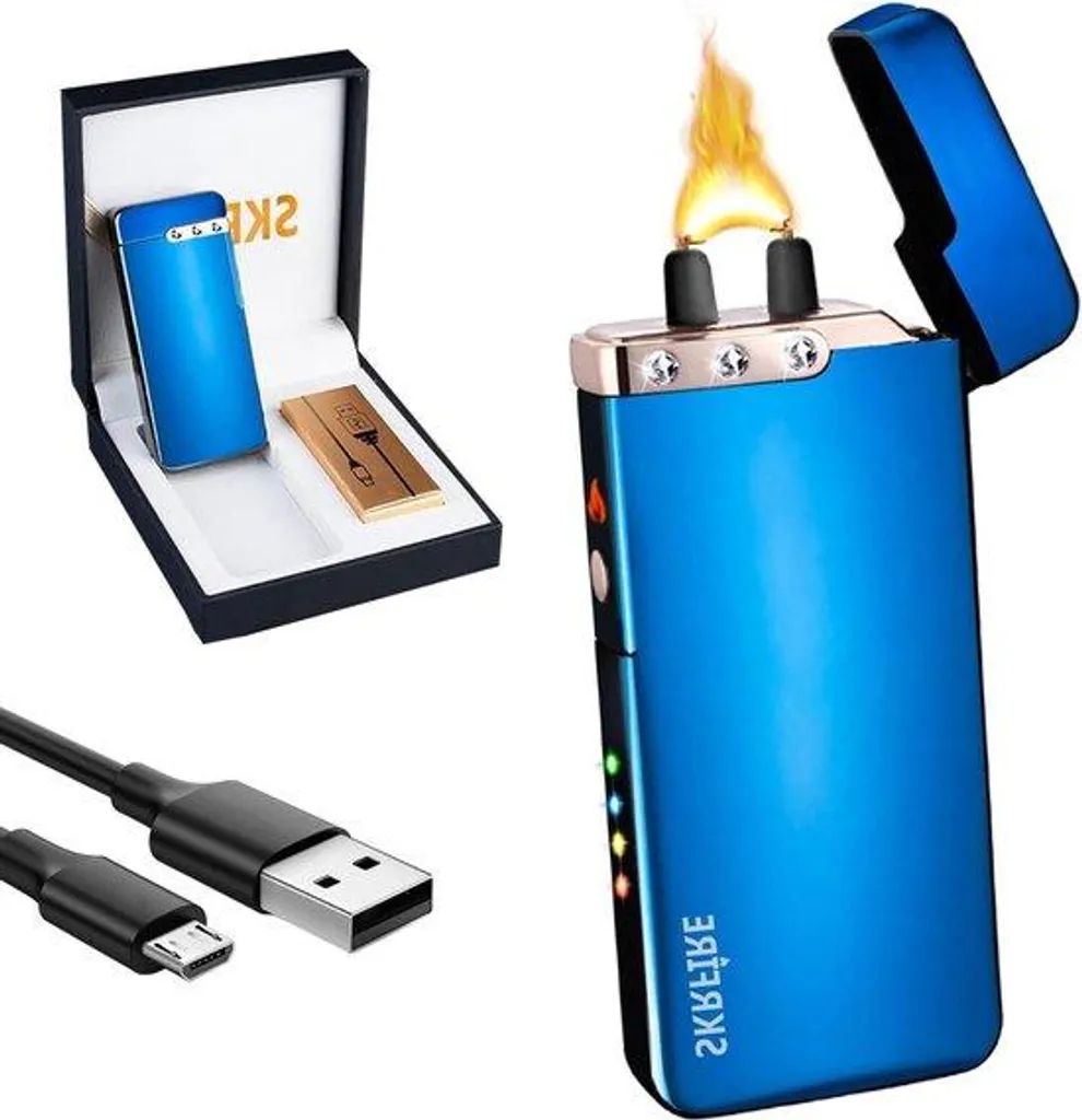 Briquet Électrique USB Bleu Étanche : Fini les Flammes qui s'Éteignent