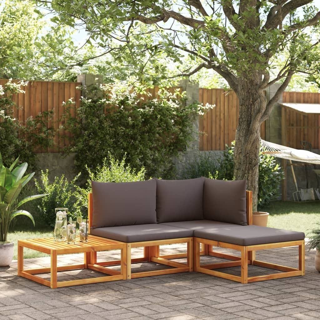 Maison Exclusive - 4-tlg. Gartensofa-Set mit Kissen Holz Akazie & Seil