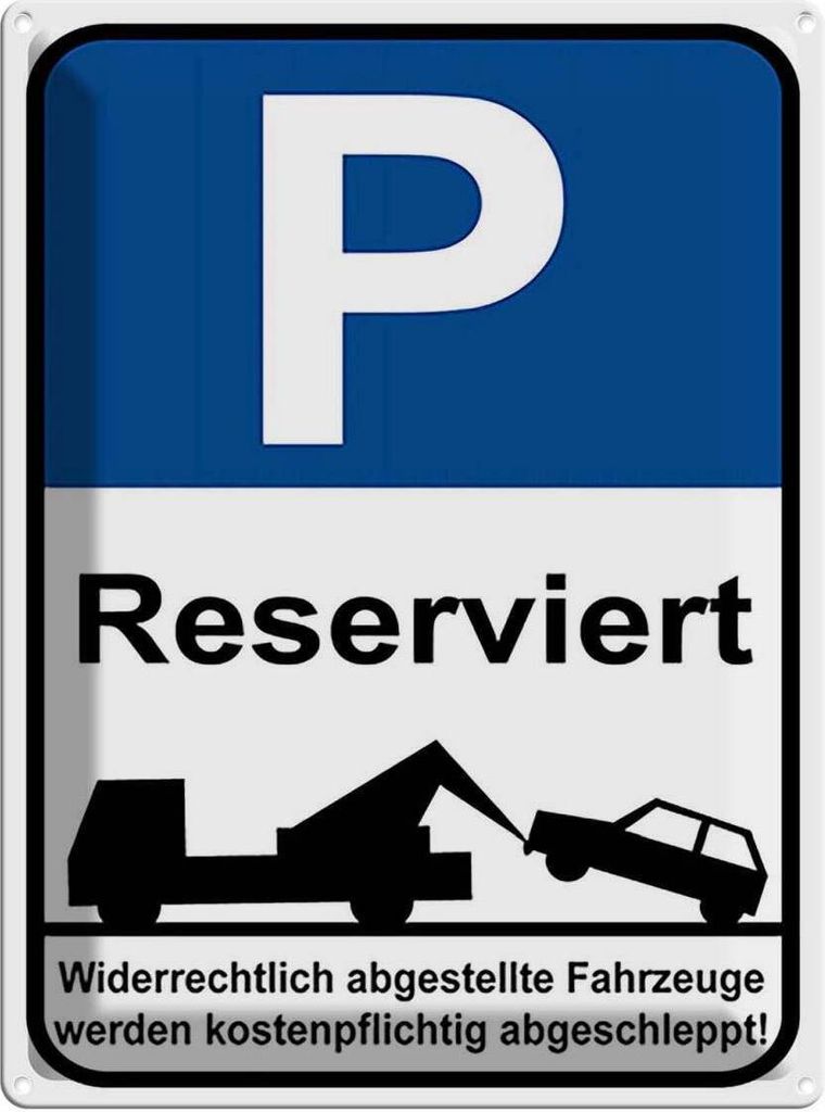 vianmo Blechschild 40x30 cm Parkplatz P reserviert Parkplatzschild