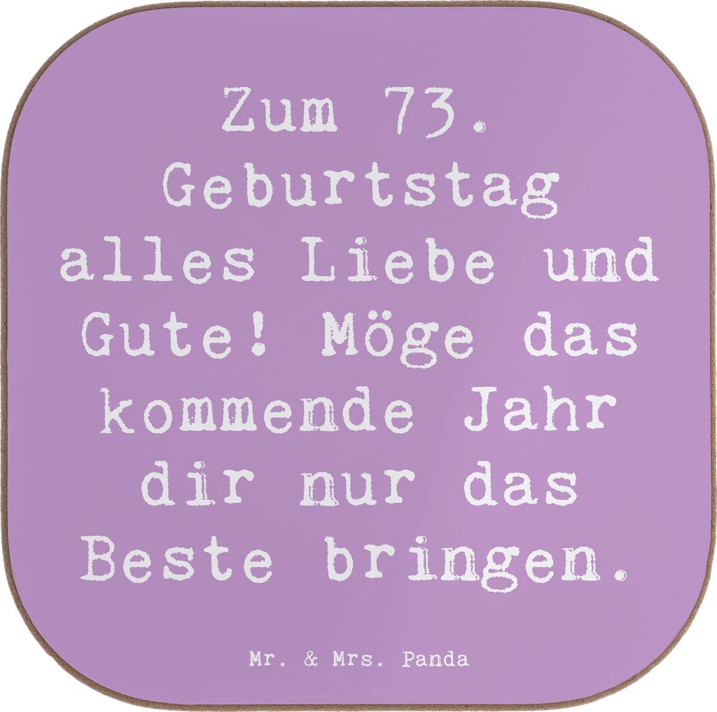 Mr. & Mrs. Panda Tassen Untersetzer Spruch 73. Geburtstag Glückwünsche - Lavendeltraum - Geschenk, Coaster, gläseruntersetzer, liebe Grüße, Ha...