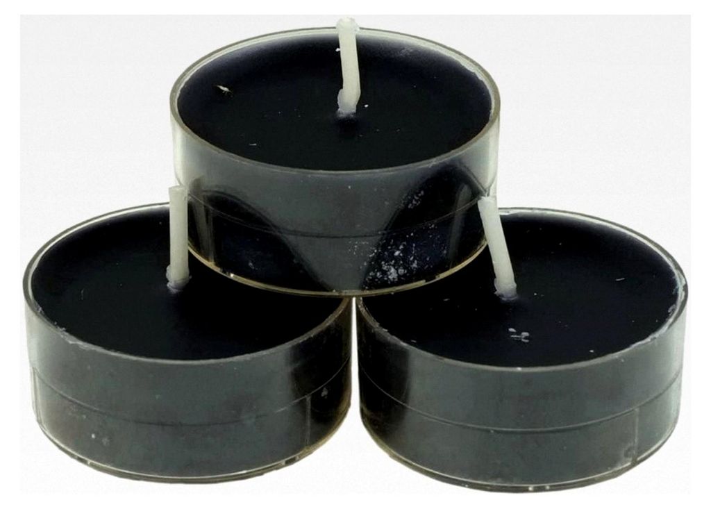 20 dänische Teelichter farbig durchgefärbt ohne Duft (schwarz)