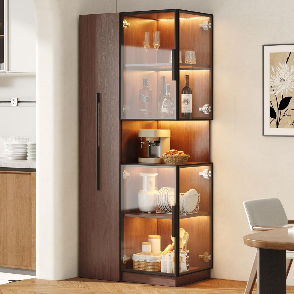 Vitrine Flieks avec étagère coulissante, vitrine sur pied à Image du produit 