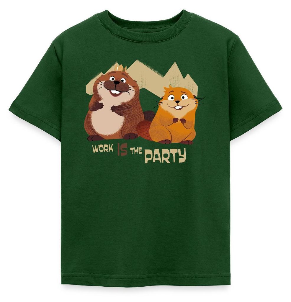 Spreadshirt Hoppers Bieber Work Is The Party Kinder T-Shirt, 98/104 (3-4 Jahre), Forstgrün