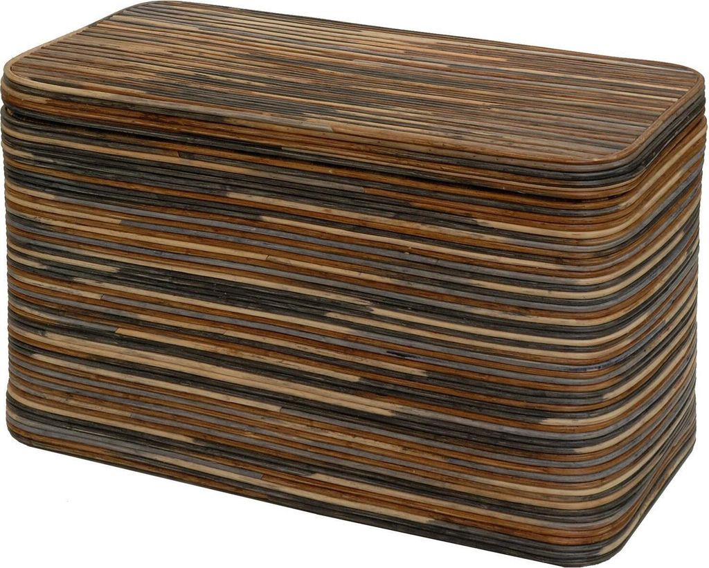 KRINES HOME Rattan Wäschekorb / Wäschetruhe mit stabilem Deckel / Wäschesammler, Flur-Bank im Afrika Stil / Bad-Hocker Sitzhocker Truhe Mehrfarb...