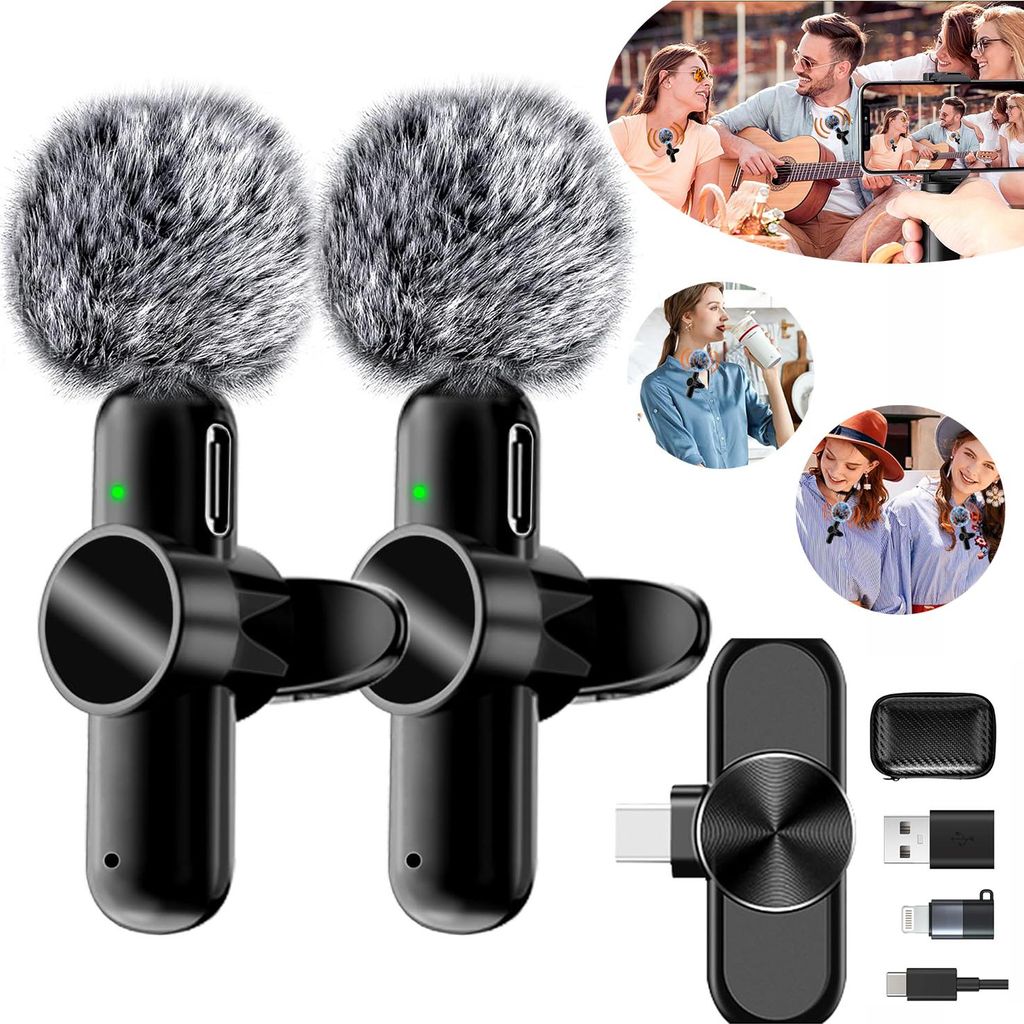 Mini Mic Kabelloses Mikrofon, 2er-Pack Lavalier-Mikrofon, Produktbild 