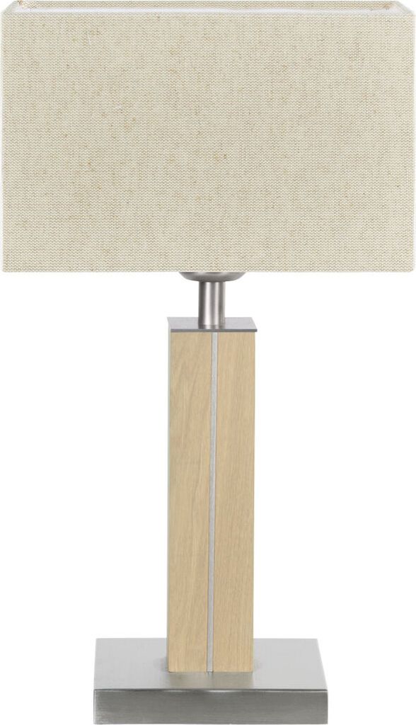 Dana Q Quadra Tischlampe Asteiche natur Jute Leinenoptik