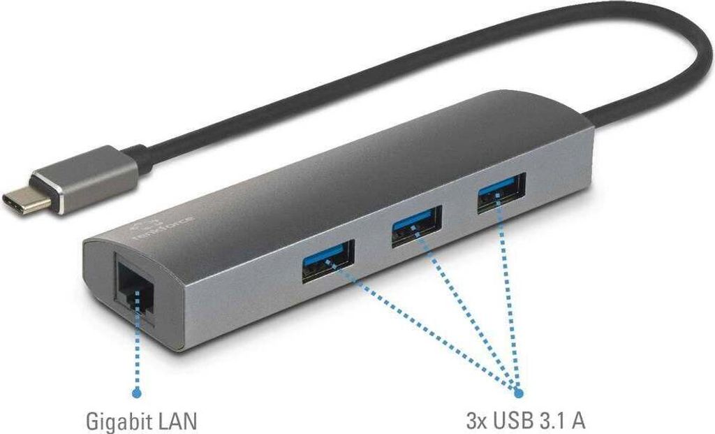 Renkforce Netzwerkadapter/Hub 1 GBit/s USB-C® (USB 3.2 Gen Produktbild 