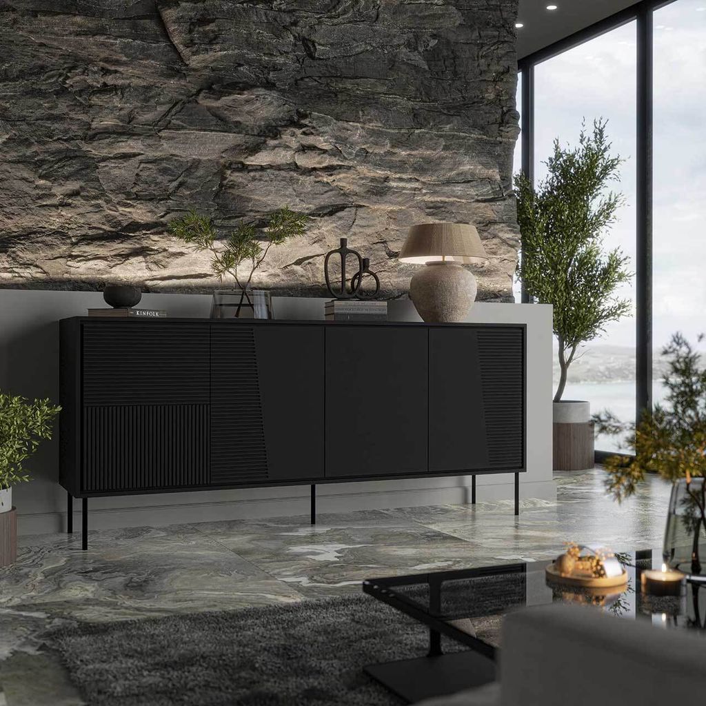 Kommode Sideboard Beistellschrank ABI 200 schwarz matt Produktbild 