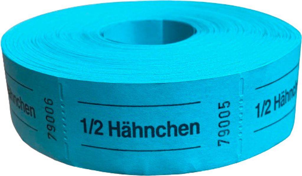 Bonrolle 1/2 HÄHNCHEN blau 1000 Abrisse perforiert fortlaufend nummeriert