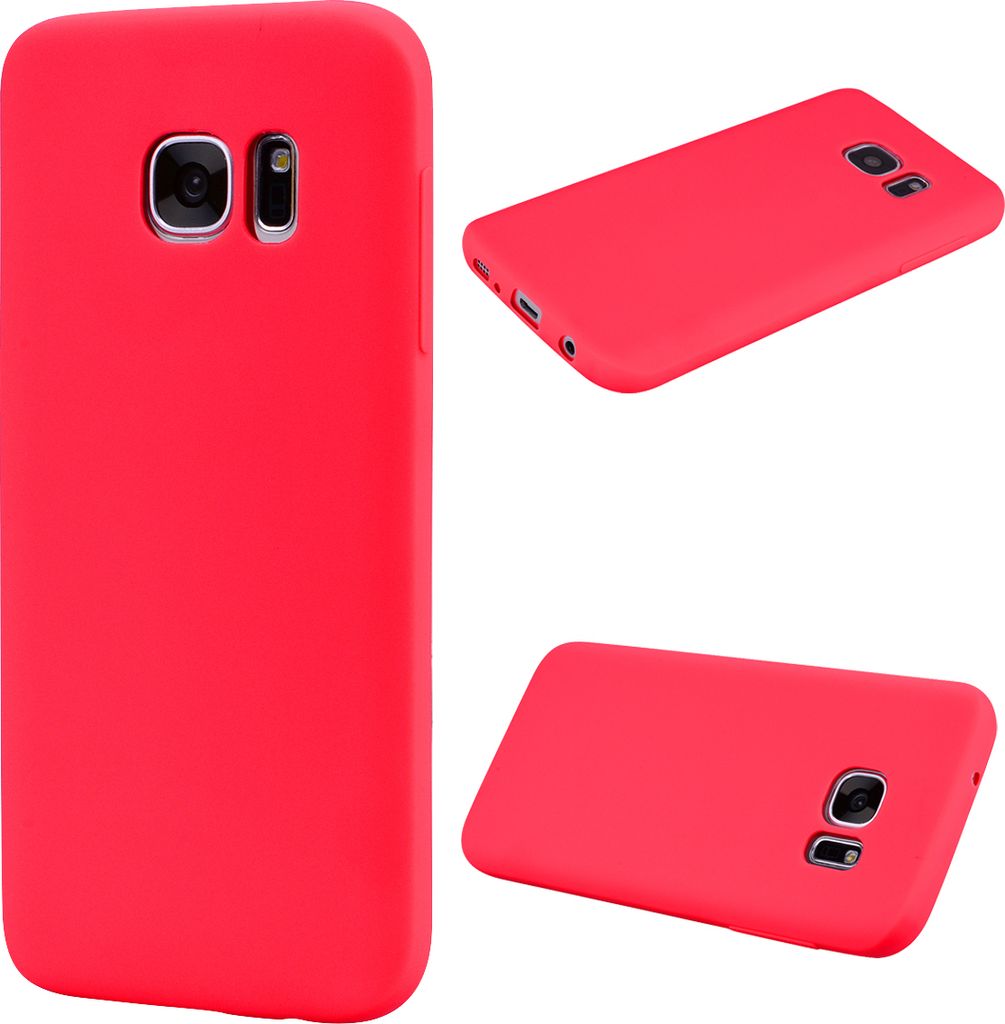 für Samsung S7 Rand Süße Candy Farbe Matte TPU Anti-Schnitt Anti-Rutsch-Schutzhülle Zurück Fallrot