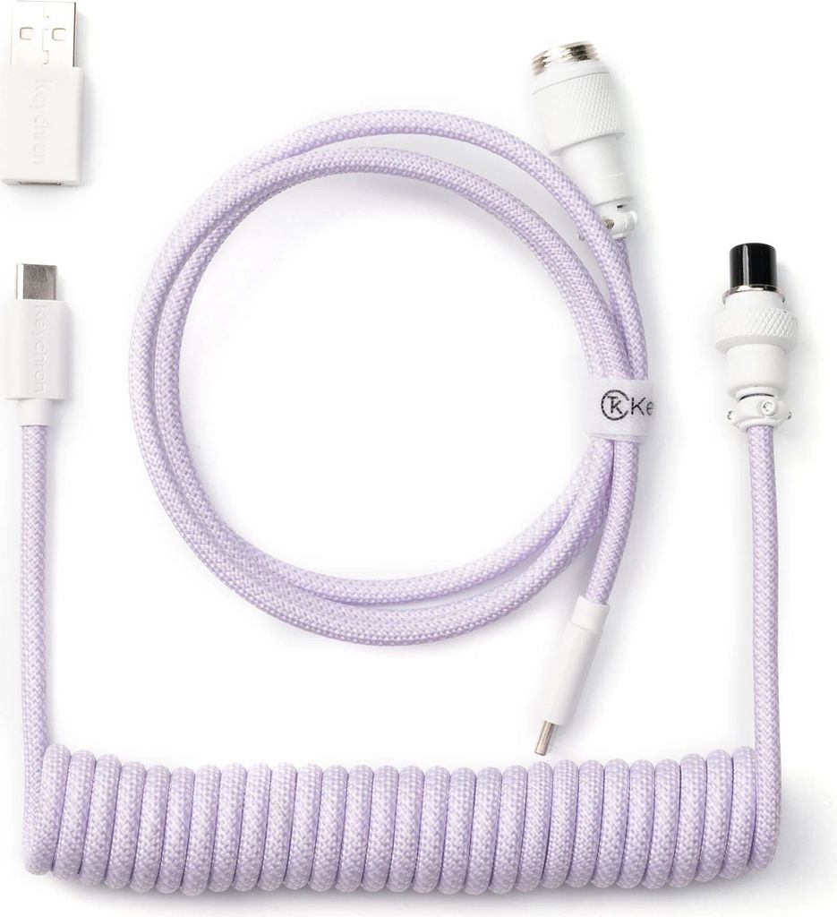 Keychron Coiled Aviator Cable - Spiralkabel fr mechanische Tastatur Hellviolett - Gerade