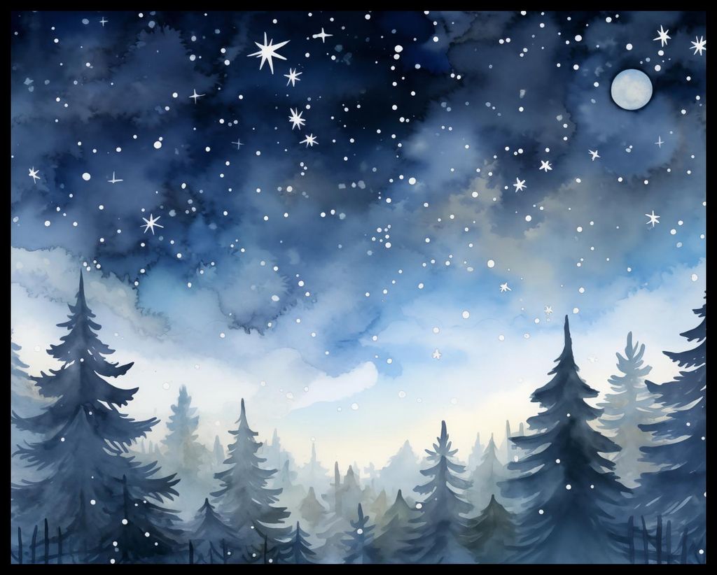 Plakat 76x60,5cm Geheimnisvoller Wald bei Dämmerung