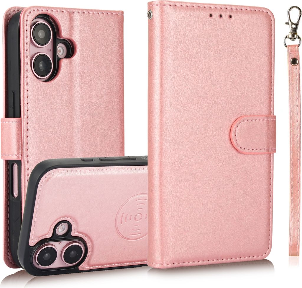 Mobigear Wallet iPhone 16 Plus Hülle Abnehmbare 2in1 Klapphülle Geldbörse - Roségold