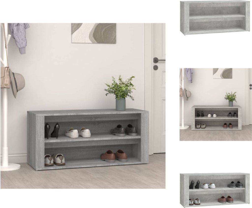 vidaXL Schuhregal Betongrau 100x35x45 cm Holzwerkstoff - Schuhregale & -schränke